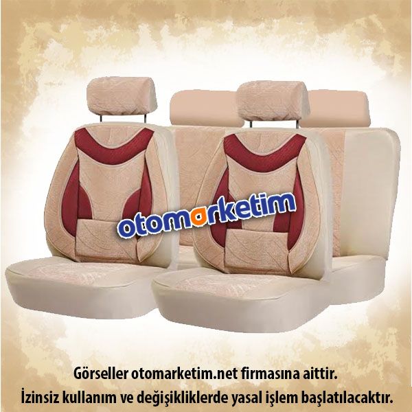 Krem-Bordo Floklu Ortopedik Koltuk Kılıfı