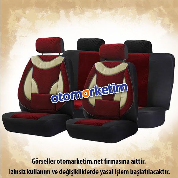 Bordo-Krem Floklu Ortopedik Koltuk Kılıfı