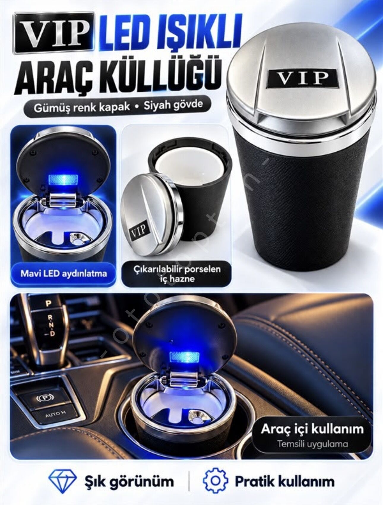 Işıklı Kapaklı Küllük VIP