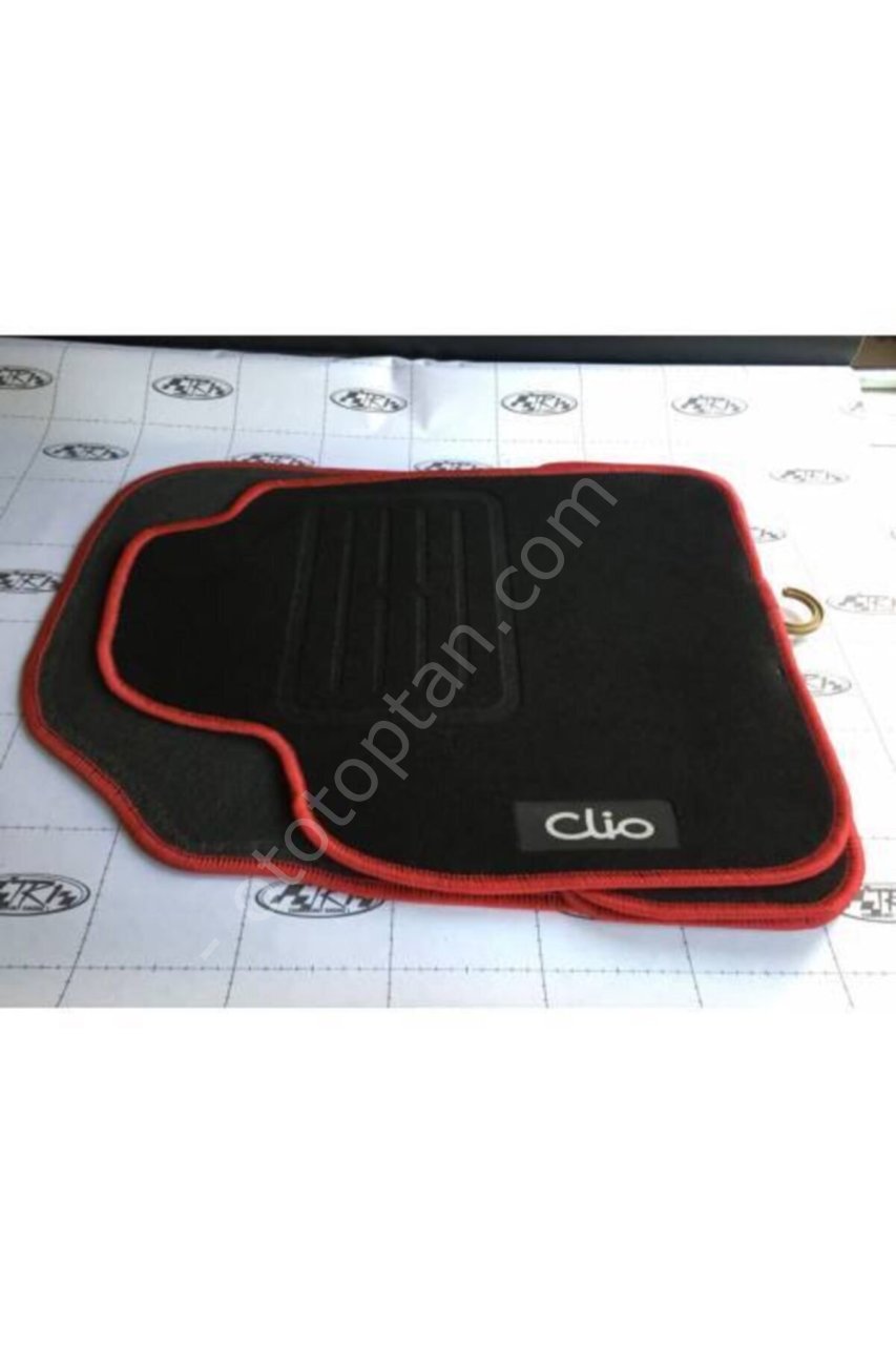 Renault Clio 3 Siyah Halı Paspas Seti, Kenarları Kırmızı